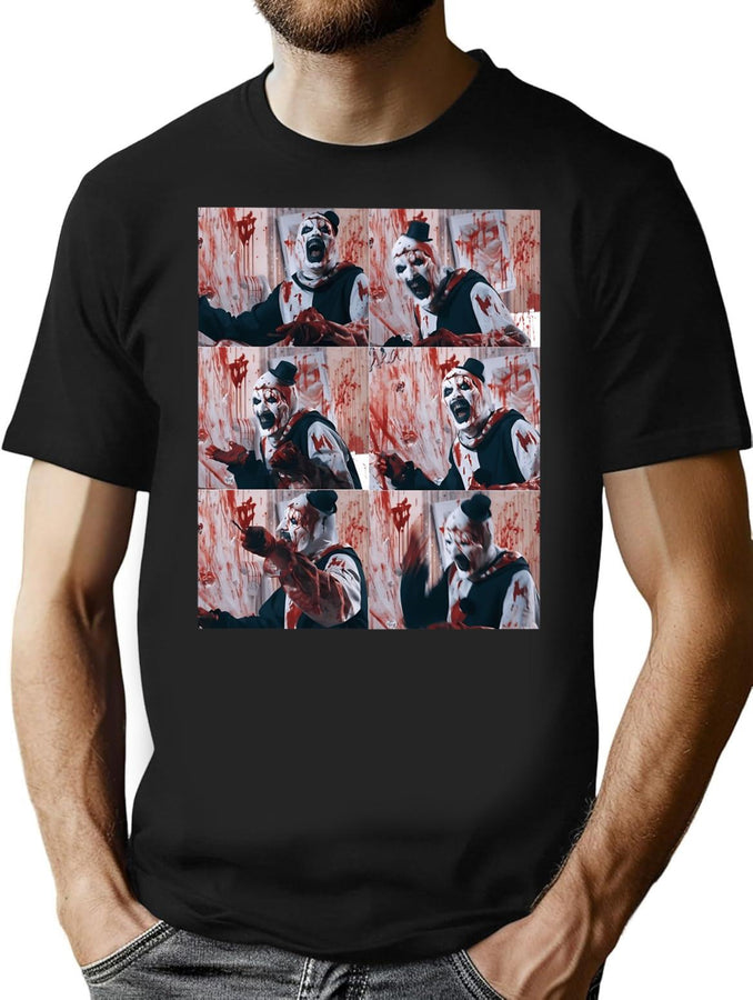 The Terrifier Art The Clown (2) T-Shirt for Men & Women, T-Shirts Graphic Tee - Black