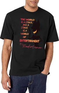 The World Is A Stage The Radio Demon Hazbin Hotel Black T-Shirt - Black