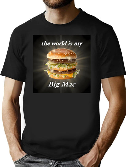 The World is My Big Mac T-Shirt for Men & Women, T-Shirts Graphic Tee - Black