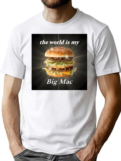 The World is My Big Mac T-Shirt for Men & Women, T-Shirts Graphic Tee - Black