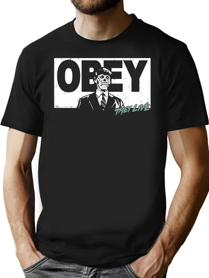 They Live Obey T-Shirt for Men & Women, T-Shirts Graphic Tee - Black