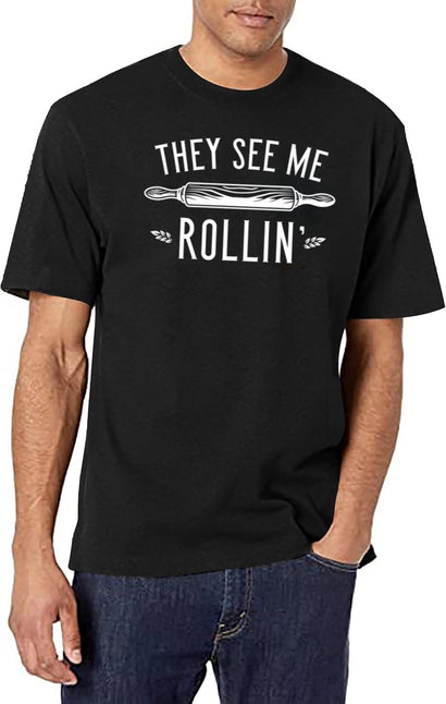 They See Me Rollin (1) T-Shirt for Men & Women, T-Shirts Graphic Tee - Black