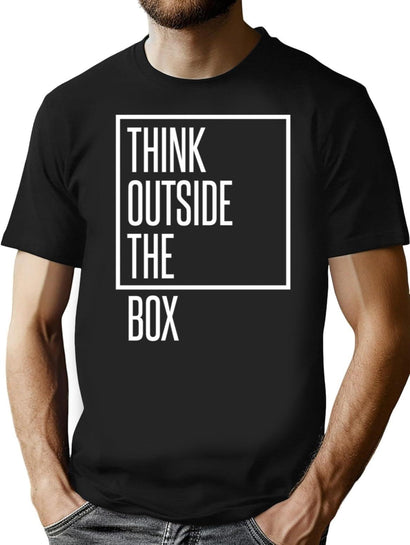 Think Outside The Box T-Shirt for Men & Women, T-Shirts Graphic Tee - Black