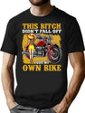 This Bitch Did Not Fall Off - Funny Gifts For Girls And Motorcycle Lovers T-Shirt for Men & Women, T-Shirts Graphic Tee - Black