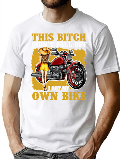 This Bitch Did Not Fall Off - Funny Gifts For Girls And Motorcycle Lovers T-Shirt for Men & Women, T-Shirts Graphic Tee - Black