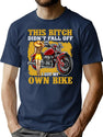 This Bitch Did Not Fall Off - Funny Gifts For Girls And Motorcycle Lovers T-Shirt for Men & Women, T-Shirts Graphic Tee - Navy