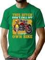 This Bitch Did Not Fall Off - Funny Gifts For Girls And Motorcycle Lovers T-Shirt for Men & Women, T-Shirts Graphic Tee - Green