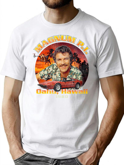 Thomas Magnum Pi Retro 1980 Worn T-Shirt for Men & Women, T-Shirts Graphic Tee - Black