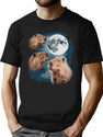Three Capybara Vintage Retro Capybara Moon Capybara Lovers Funny Capybara Capybara Gift T-Shirt for Men & Women, T-Shirts Graphic Tee - Black