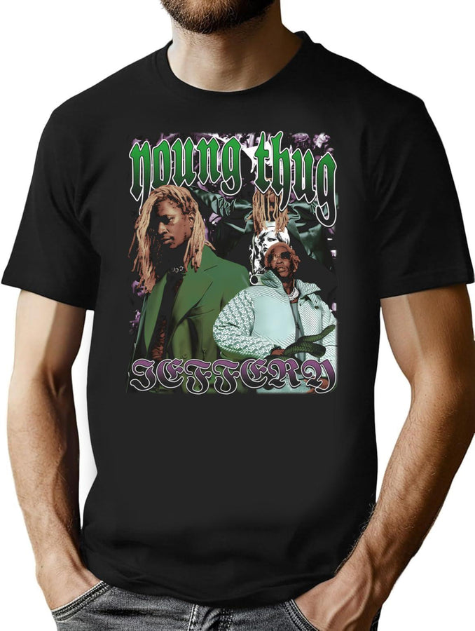 Thug 90S Bootleg Tee Bootleg Graphic T-Shirt - Black