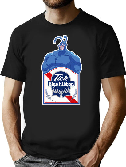 Tick Blue Ribbon T-Shirt for Men & Women, T-Shirts Graphic Tee - Black