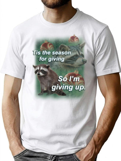 Tis The Season Raccoon T-Shirt for Men & Women, T-Shirts Graphic Tee - Black