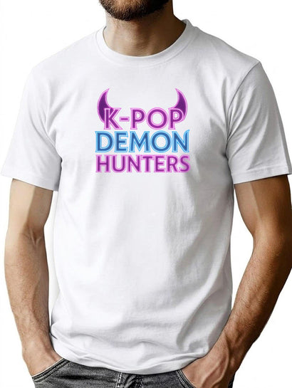 Title K-Pop Demon Hunters Icon Of Neon Power T-Shirt for Men & Women, T-Shirts Graphic Tee - Black