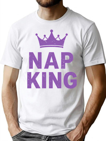 Title Nap King Crown - Funny Napping Slogan T-Shirt for Men & Women, T-Shirts Graphic Tee - Black