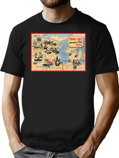 Tommy'S Travel Map T-Shirt for Men & Women, T-Shirts Graphic Tee - Black