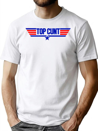 Top Cunt Funny Parody Women's Crop Top Tee Premium Heavyweight Cotton T-Shirt - Black