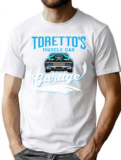 Toretto'S Muscle Car Garage Fierce Service T-Shirt for Men & Women, T-Shirts Graphic Tee - Black