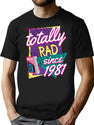 Totally Rad 80S Throwback 1981 T-Shirt for Men & Women, T-Shirts Graphic Tee - Black