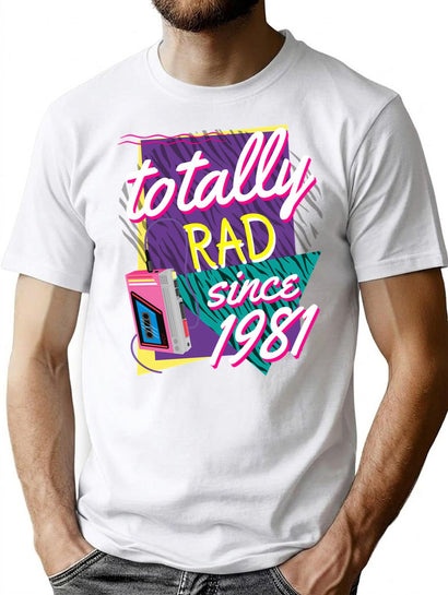 Totally Rad 80S Throwback 1981 T-Shirt for Men & Women, T-Shirts Graphic Tee - Black