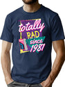 Totally Rad 80S Throwback 1981 T-Shirt for Men & Women, T-Shirts Graphic Tee - Navy