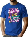 Totally Rad 80S Throwback 1981 T-Shirt for Men & Women, T-Shirts Graphic Tee - Blue