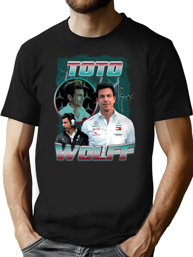 Toto Wolff 80 Vintage Bootleg Bootleg Graphic T-Shirt - Black