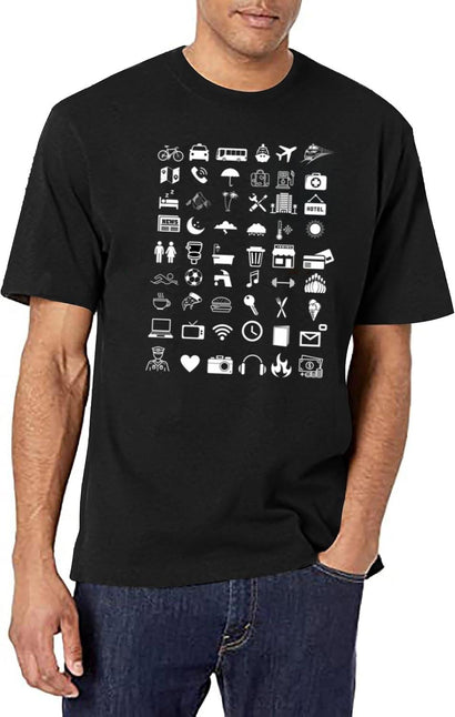 Travel Icon Language-Speak With Icons Funny T-Shirt Gift (Black) T-Shirt for Men & Women, T-Shirts Graphic Tee - Black