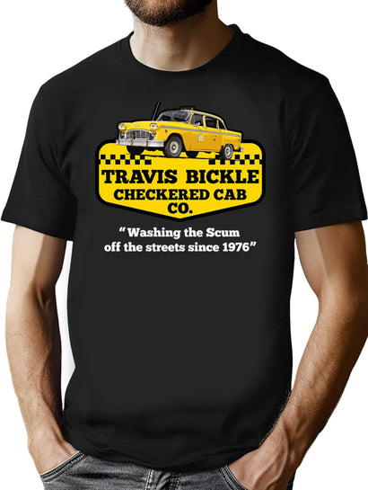 Travis Bickle Checkered Cab Company T-Shirt for Men & Women, T-Shirts Graphic Tee - Black