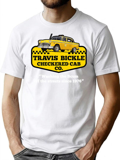 Travis Bickle Checkered Cab Company T-Shirt for Men & Women, T-Shirts Graphic Tee - Black