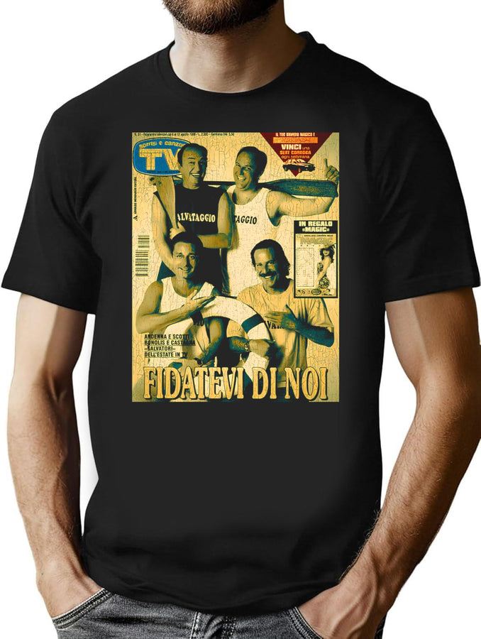 Tv Sorrisi E Canzoni - Vintage Italian Magazine Cover Bootleg Graphic T-Shirt - Black