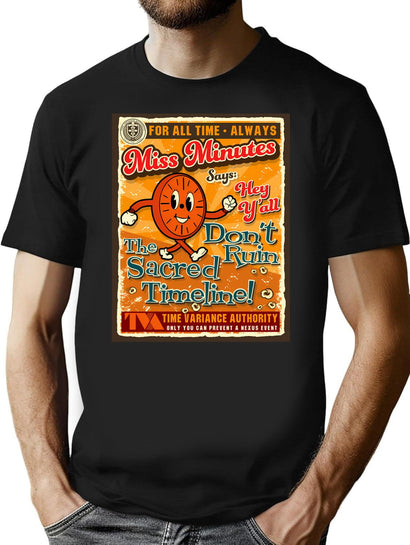 Tva Miss Minutes Retro Poster T-Shirt for Men & Women, T-Shirts Graphic Tee - Black