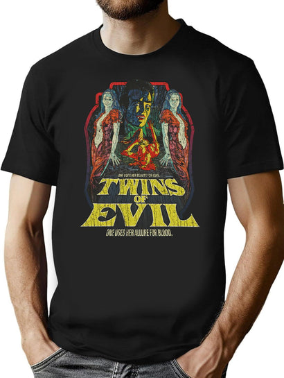 Twins Of Evil 1971 T-Shirt for Men & Women, T-Shirts Graphic Tee - Black