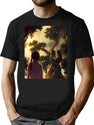 Two Fantasy Lovers And An Anime Onlooker - Experimental Mixed Style Art Bootleg Graphic T-Shirt - Black