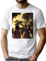 Two Fantasy Lovers And An Anime Onlooker - Experimental Mixed Style Art Bootleg Graphic T-Shirt - White
