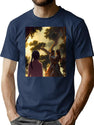 Two Fantasy Lovers And An Anime Onlooker - Experimental Mixed Style Art Bootleg Graphic T-Shirt - Navy