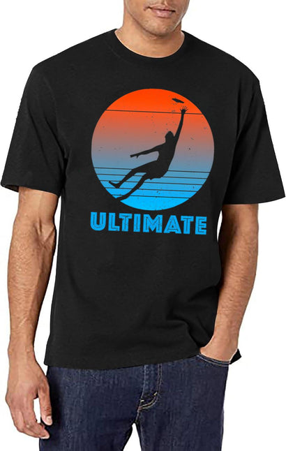 Ultimate Frisbee Sport Flying Disc T-Shirt for Men & Women, T-Shirts Graphic Tee - Black