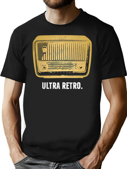 Ultra Retro Tubular Radio T-Shirt for Men & Women, T-Shirts Graphic Tee - Black
