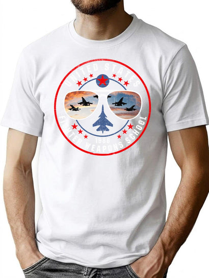 Us Fighter Weapons School Glasses T-Shirt for Men & Women, T-Shirts Graphic Tee - Black