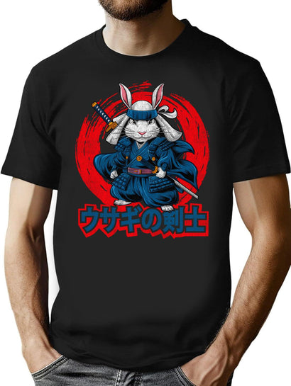 Usagi Swordsman Worn T-Shirt for Men & Women, T-Shirts Graphic Tee - Black