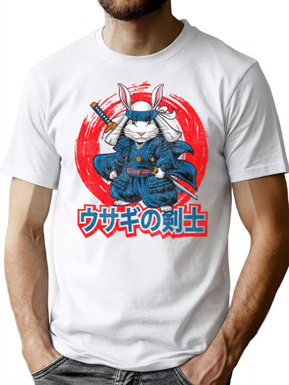 Usagi Swordsman Worn T-Shirt for Men & Women, T-Shirts Graphic Tee - Black