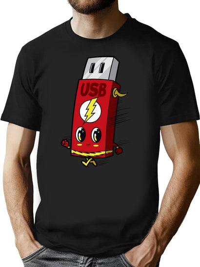 Usb Flash Drive T-Shirt for Men & Women, T-Shirts Graphic Tee - Black