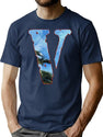 V V Alone V Lone Hypebeast Stock X Street Wear Fake Knock Off Bootleg Graphic T-Shirt - Navy