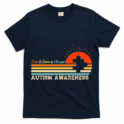 Vintage Live Love Accept Autism Puzzle Autism Awareness T-Shirt
