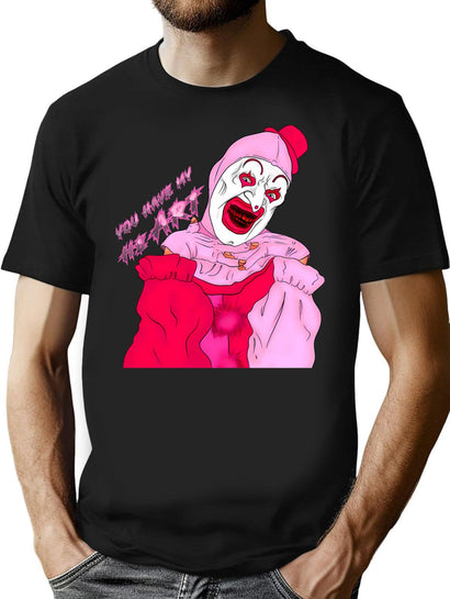 Valentines Terrifier Art The Clown T-Shirt for Men & Women, T-Shirts Graphic Tee - Black