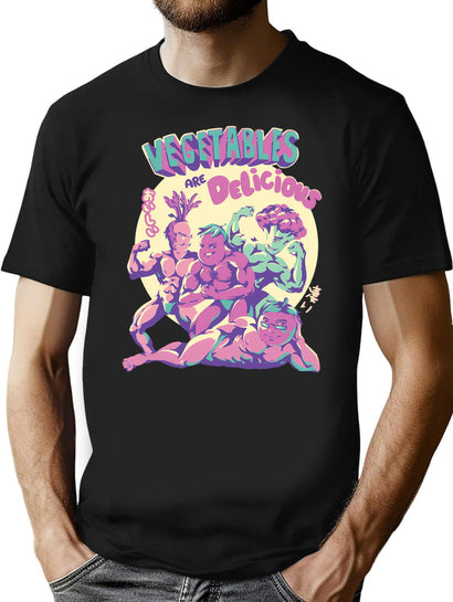Vegetables Are Delicious T-Shirt for Men & Women, T-Shirts Graphic Tee - Black