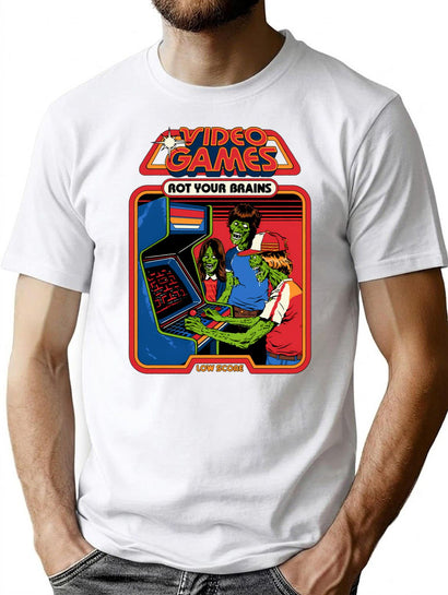 Video Games Rot Your Brains T-Shirt for Men & Women, T-Shirts Graphic Tee - Black