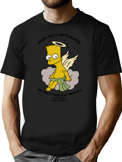 Vietnam Cherub Bart Bootleg Graphic T-Shirt - Black