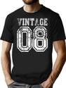 Vintage 08 2008 T-Shirt Birthday Gift Age Year Old Boy Girl Cute Funny Man Woman Jersey Style T-Shirt for Men & Women, T-Shirts Graphic Tee - Black