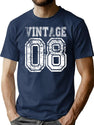 Vintage 08 2008 T-Shirt Birthday Gift Age Year Old Boy Girl Cute Funny Man Woman Jersey Style T-Shirt for Men & Women, T-Shirts Graphic Tee - Navy