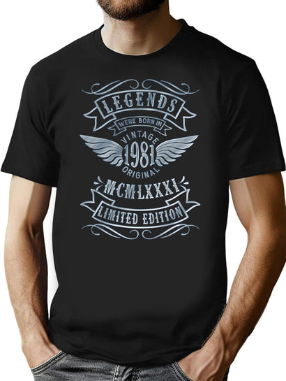 Vintage 1981 40Th Birthday Born In 1981 T-Shirt for Men & Women, T-Shirts Graphic Tee - Black